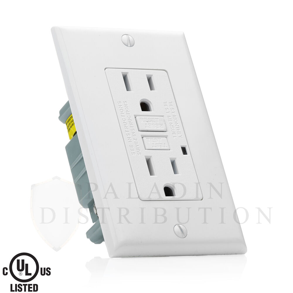 15A Amp GFCI Receptacle Outlet w/ LED & Wall Plate - UL Listed, White (10 Pack) Paladin TG15-10PK - фотография #2