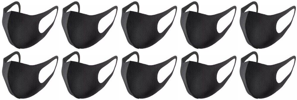10-Pack Washable Reusable Breathable Black Mouth Cover Face Mask Unisex Unbranded Does Not Apply