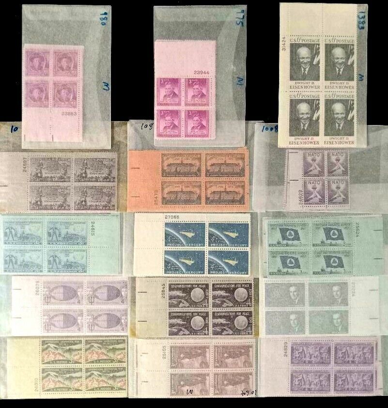 Lot of 60 Plate Blocks (15 sets of 4 Corners) Vintage MATCHED US MNH OG Stamps Без бренда
