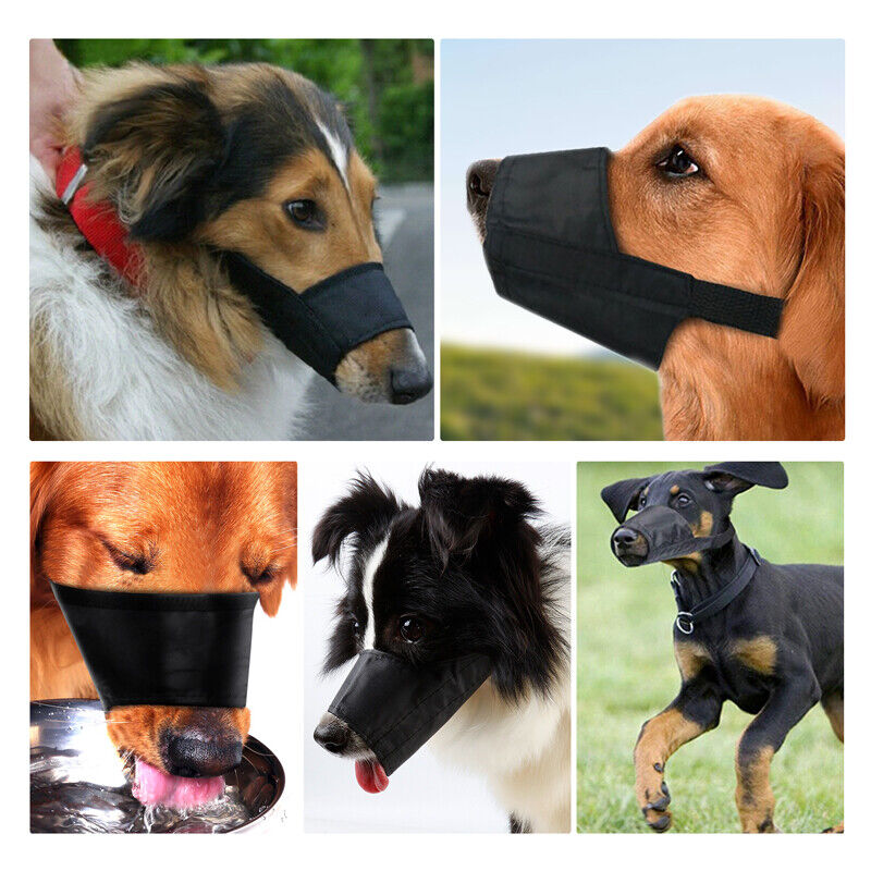 Black Pet Adjustable Dog Muzzle Fabric Nylon Comfortable Soft No Bark Bite Chew LINEBA Does Not Apply - фотография #7