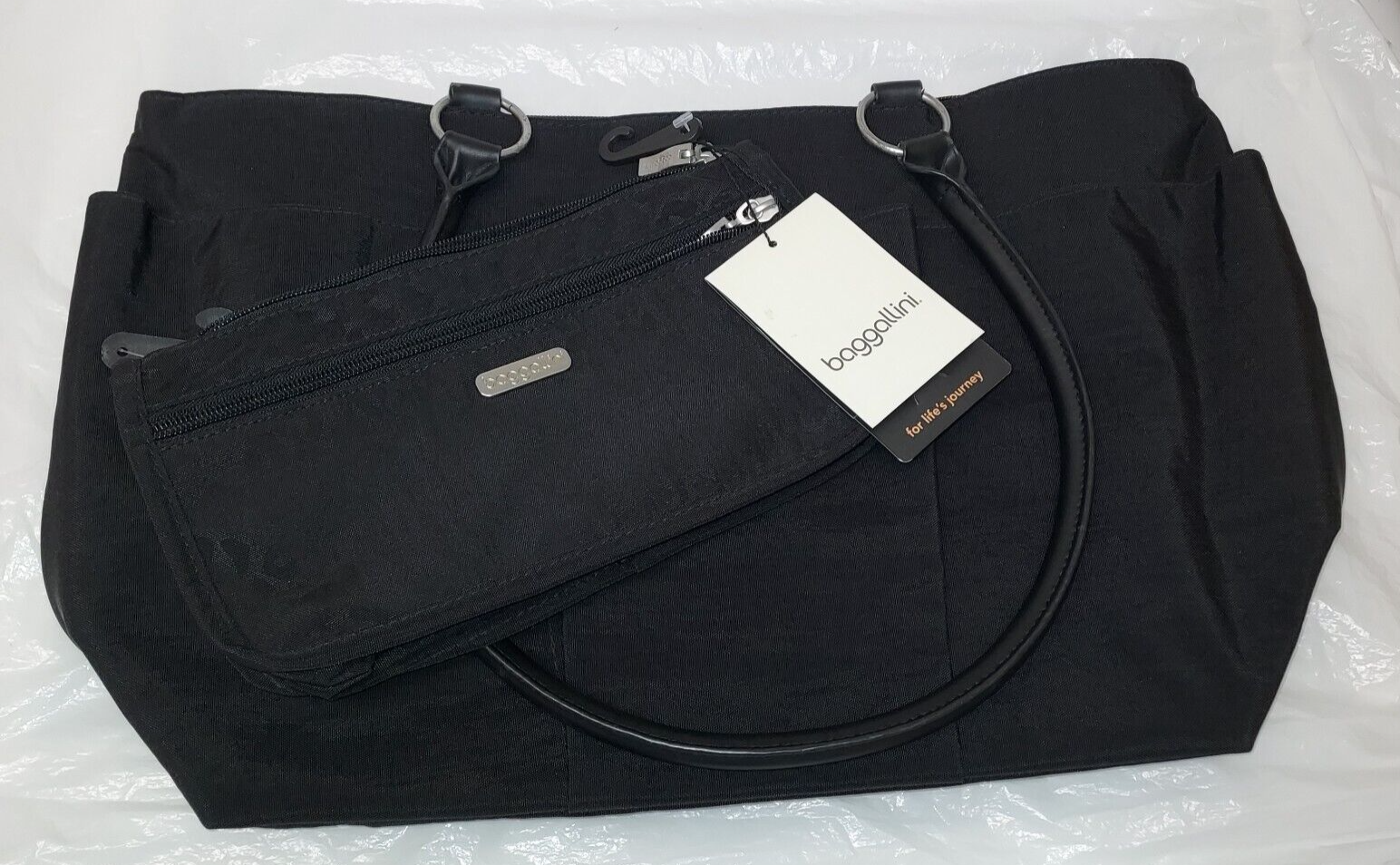 Baggallini  A La Carte Tote leather handles black & pattern make up bag(2) ITEMS Baggallini Baggallini A La Carte - фотография #3
