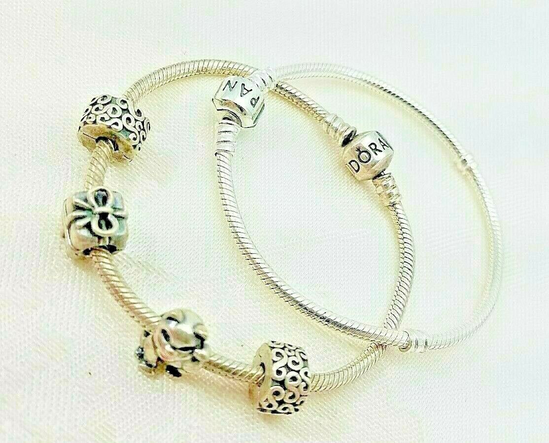 Lot of Two Vintage Sterling Pandora Charm Bracelets with 2 Charms and 2 Spacers  PANDORA - фотография #2