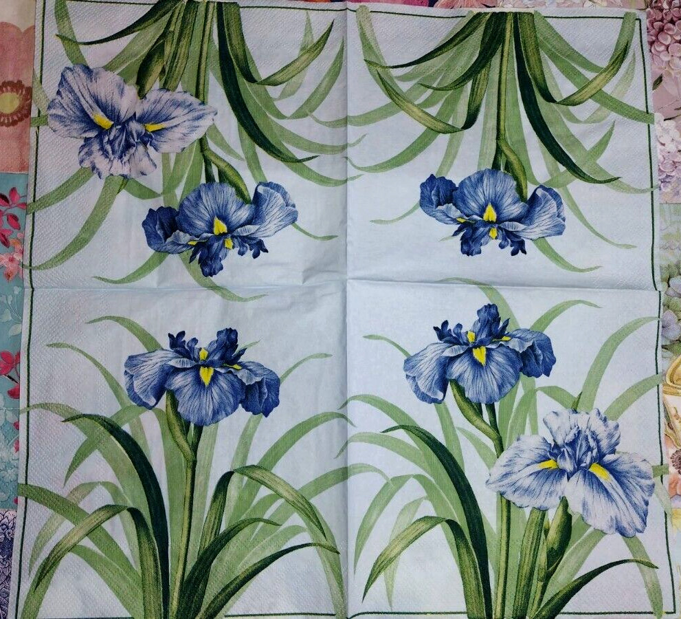 37 BLUE THEME FLORALS BUTTERFLIES ~ LOT SET MIXED Paper Napkins Decoupage Crafts Без бренда - фотография #11