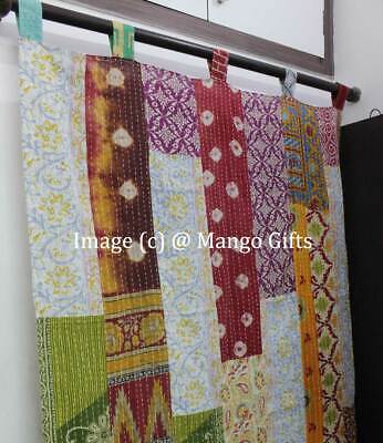 Indian Old Sari Patchwork Curtain Door Drape Boho Decor Cotton Multi Kantha Pair Decor Does Not Apply - фотография #5