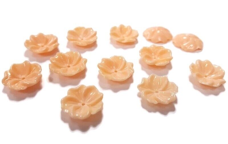 12 Vintage Angelskin Acrylic Flower 14mm Finding Bead Cap Cupped Beads 505 Unbranded