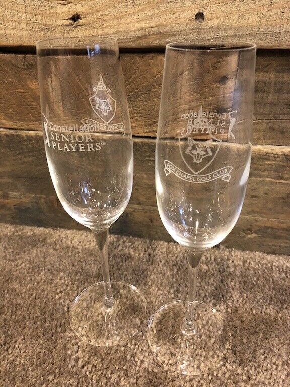 Senior Players Championship golf champagne flutes glasses set of two PGA Luigi Bormioli