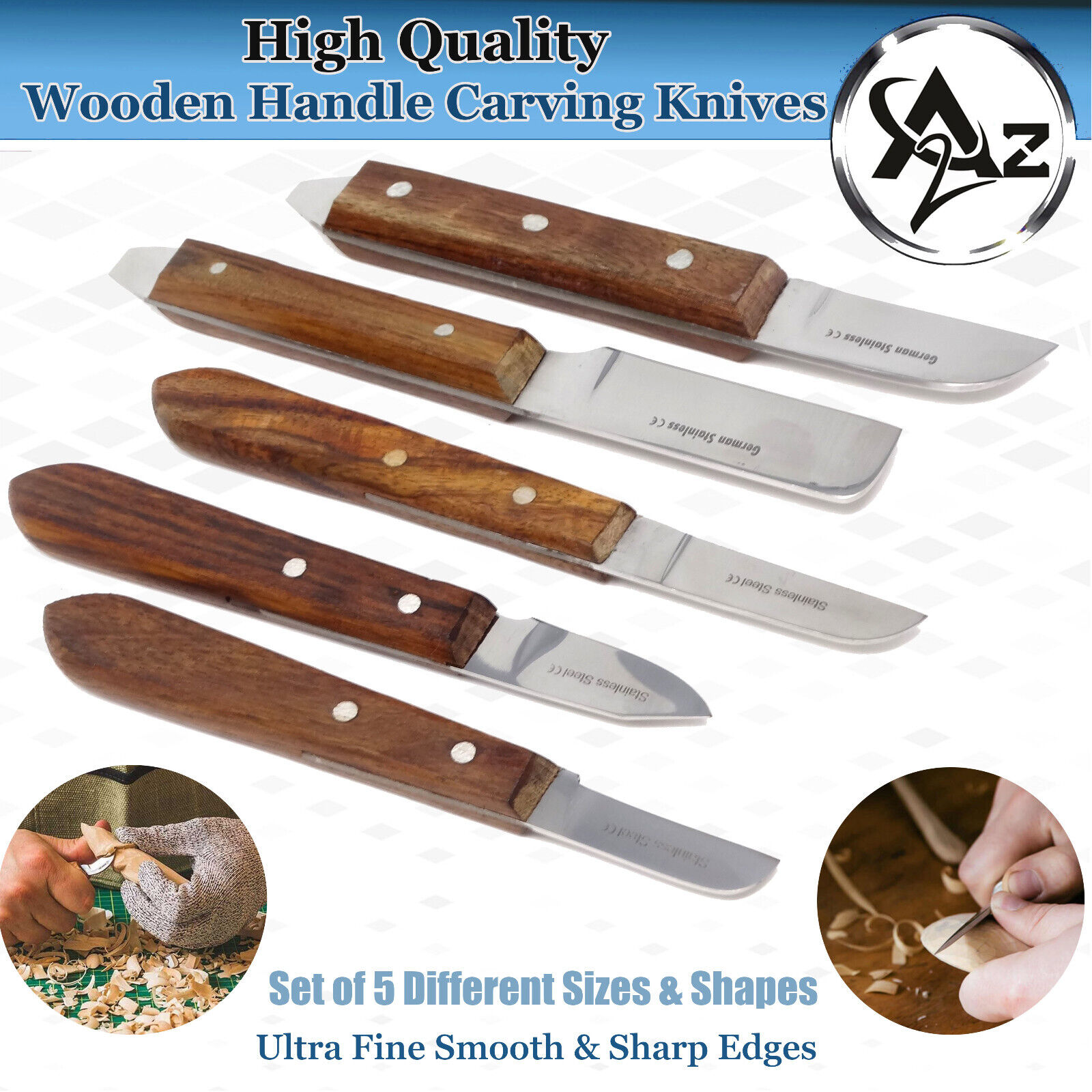 New 5pc Wood Carving Knives Set Woodworking Tools Kit Whittling Carpenter Tools A2Z SCILAB Does Not Apply