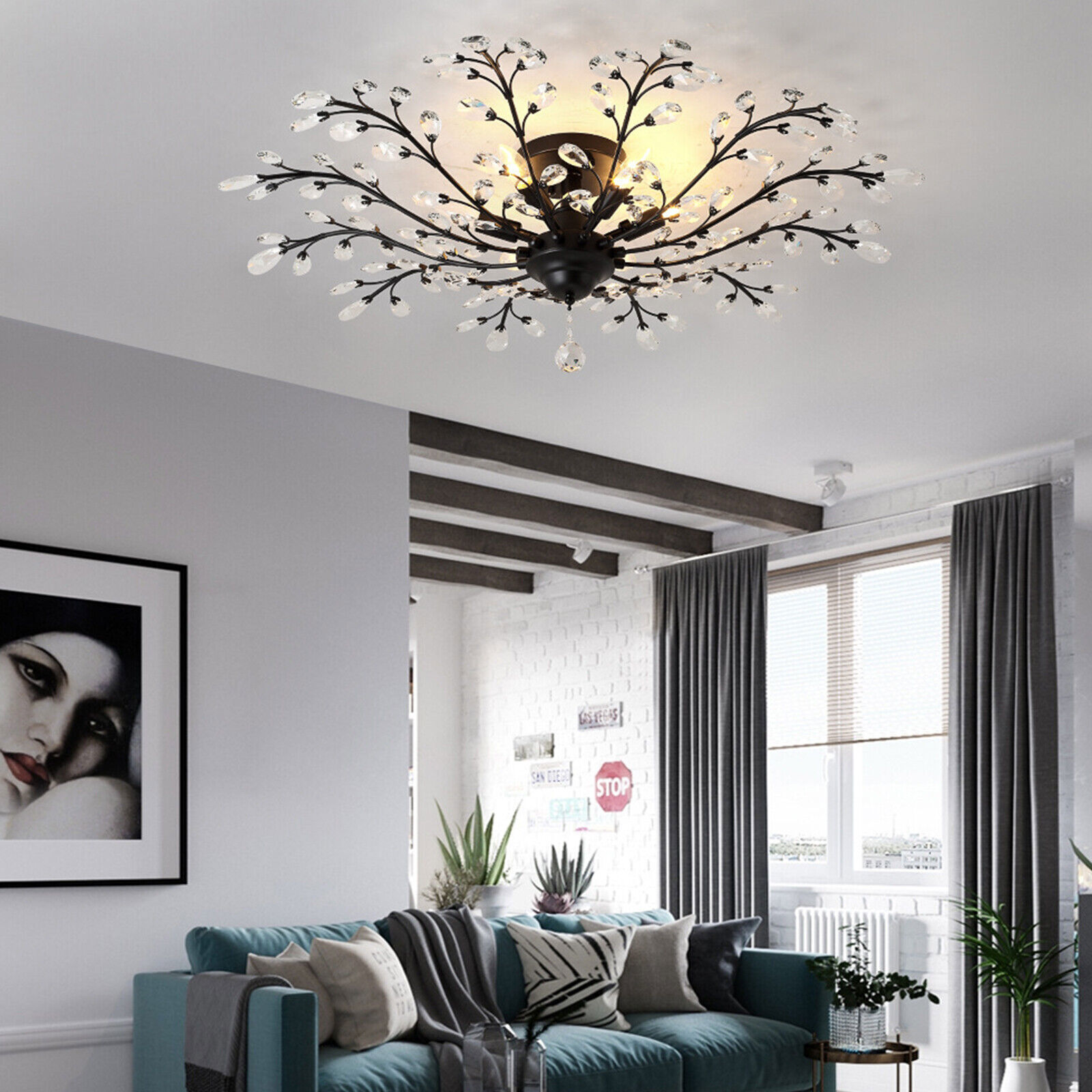 5-Lights Crystal Chandelier Light Branches Ceiling Pendant Lamp Vintage Fixture  Unbranded - фотография #9