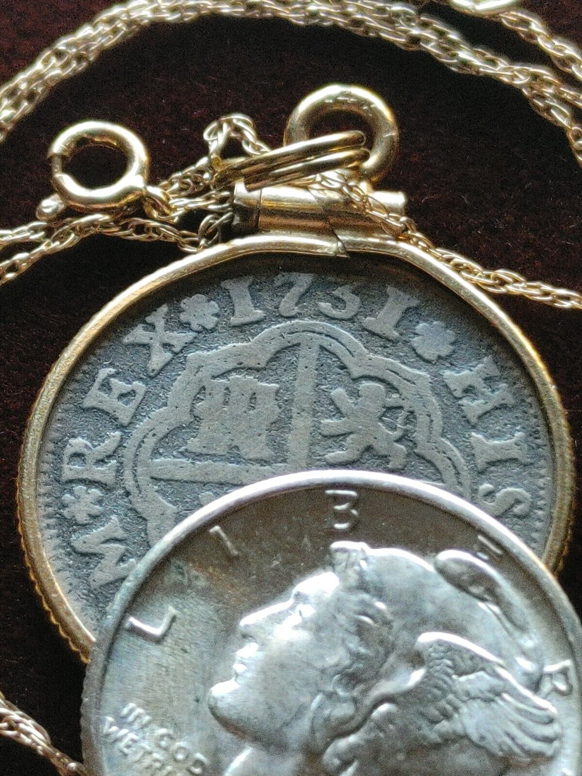 Genuine 1731 Spanish Reale 14K Gold pendant On a 14K  18" Gold Chain w COA & Box Everymagicalday - фотография #10