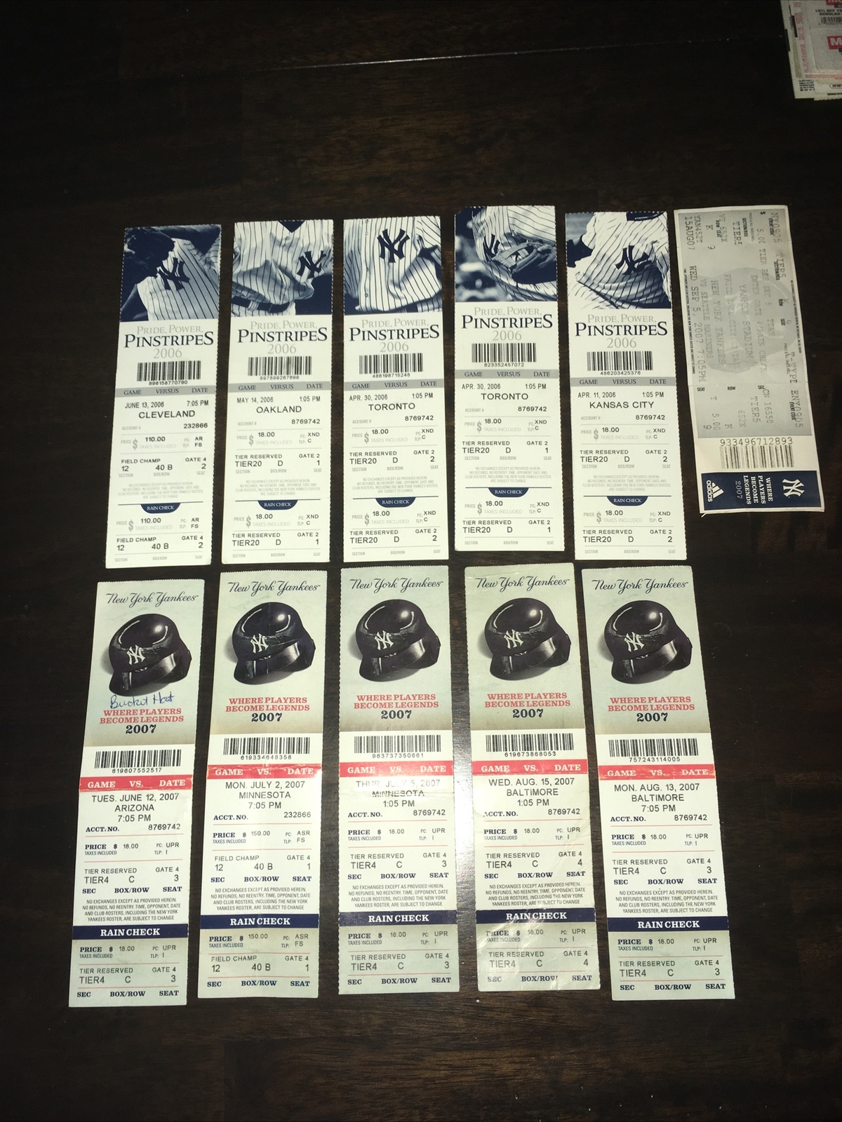 New York Yankees Baseball 1999-2019 Full Tickets & Stubs Lot 90+ Без бренда - фотография #4