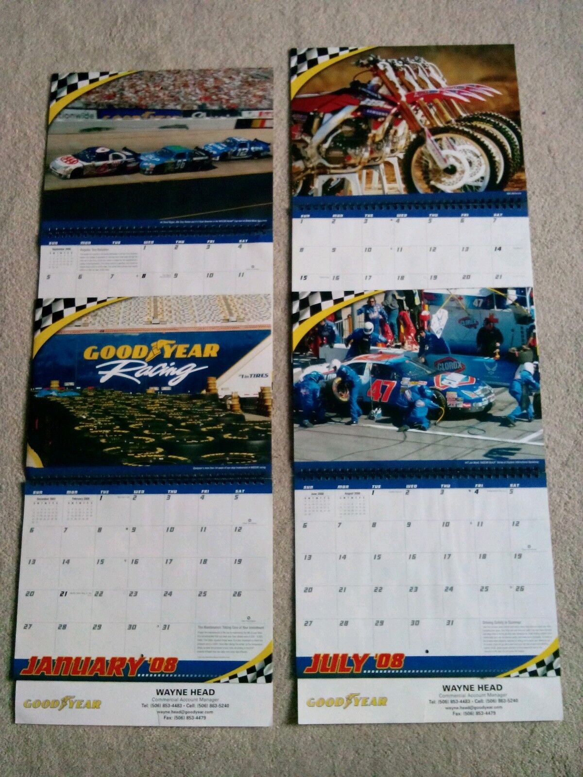 Lot of 7 Vintage Motorsports Calendars (1) 2006, (2) 2007, (4) 2008 Goodyear Goodyear - фотография #9