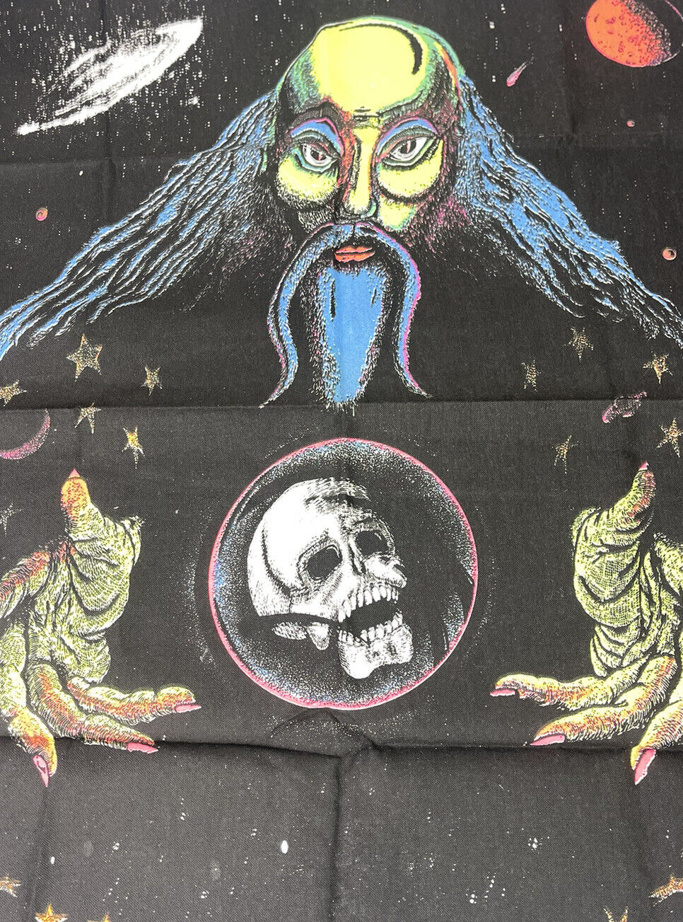 Vintage NOS 3D Wizard of Darkness 23”x28” Blacklight Tapestry w 3D Glasses NEW Lifestyle Products - фотография #6