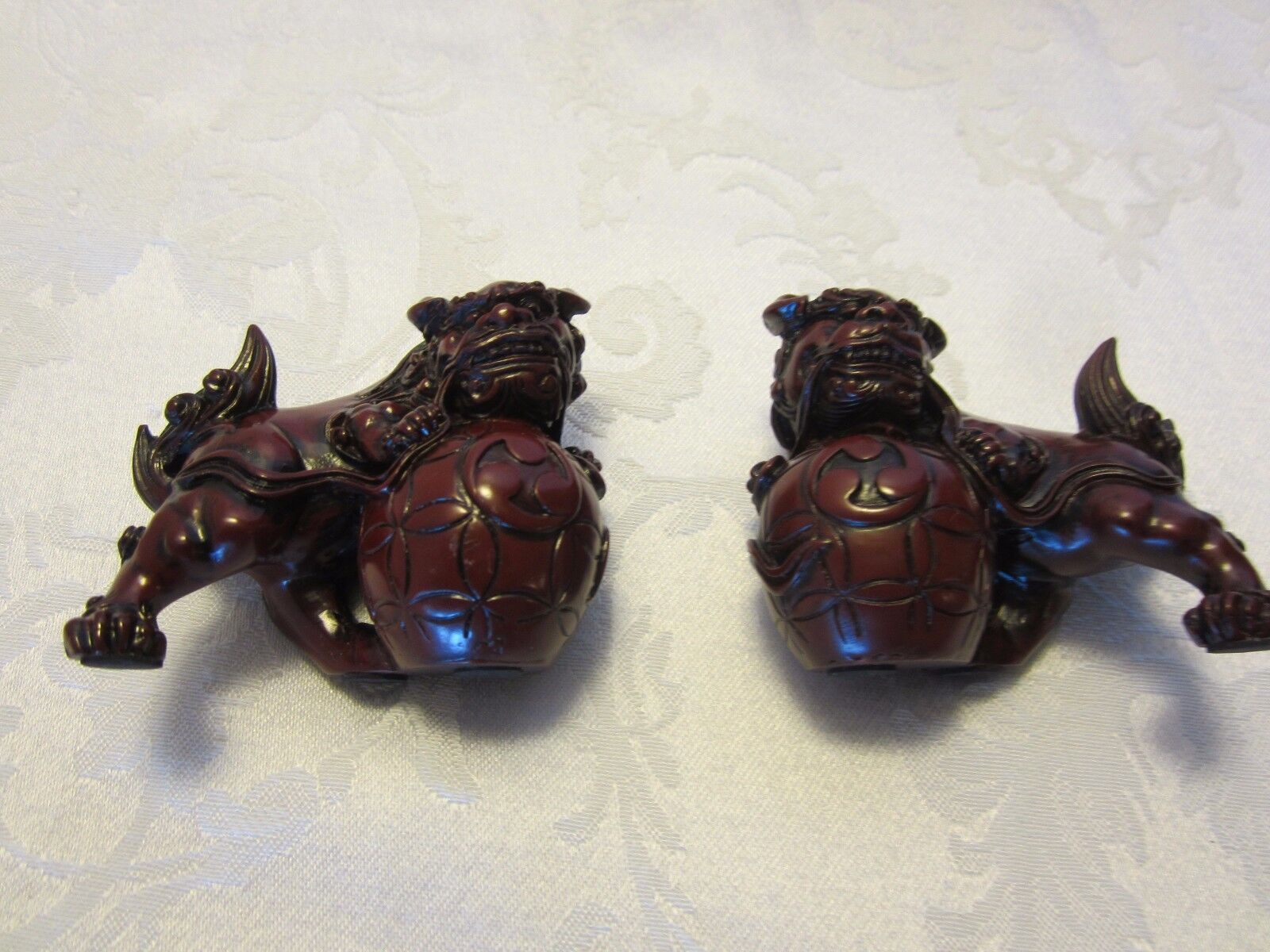 Pair Shou-Shan Stone-Ware Guardian Temple Dogs Lions figurines MIB Без бренда - фотография #2