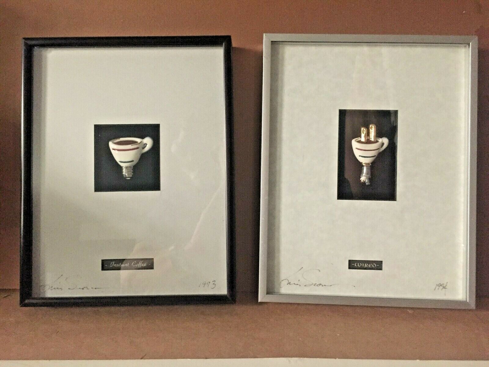 lot of 2 Coffee Cup Ceramic Art 3D Sculpture Wall Frames Barista Caffeine Mug  Без бренда