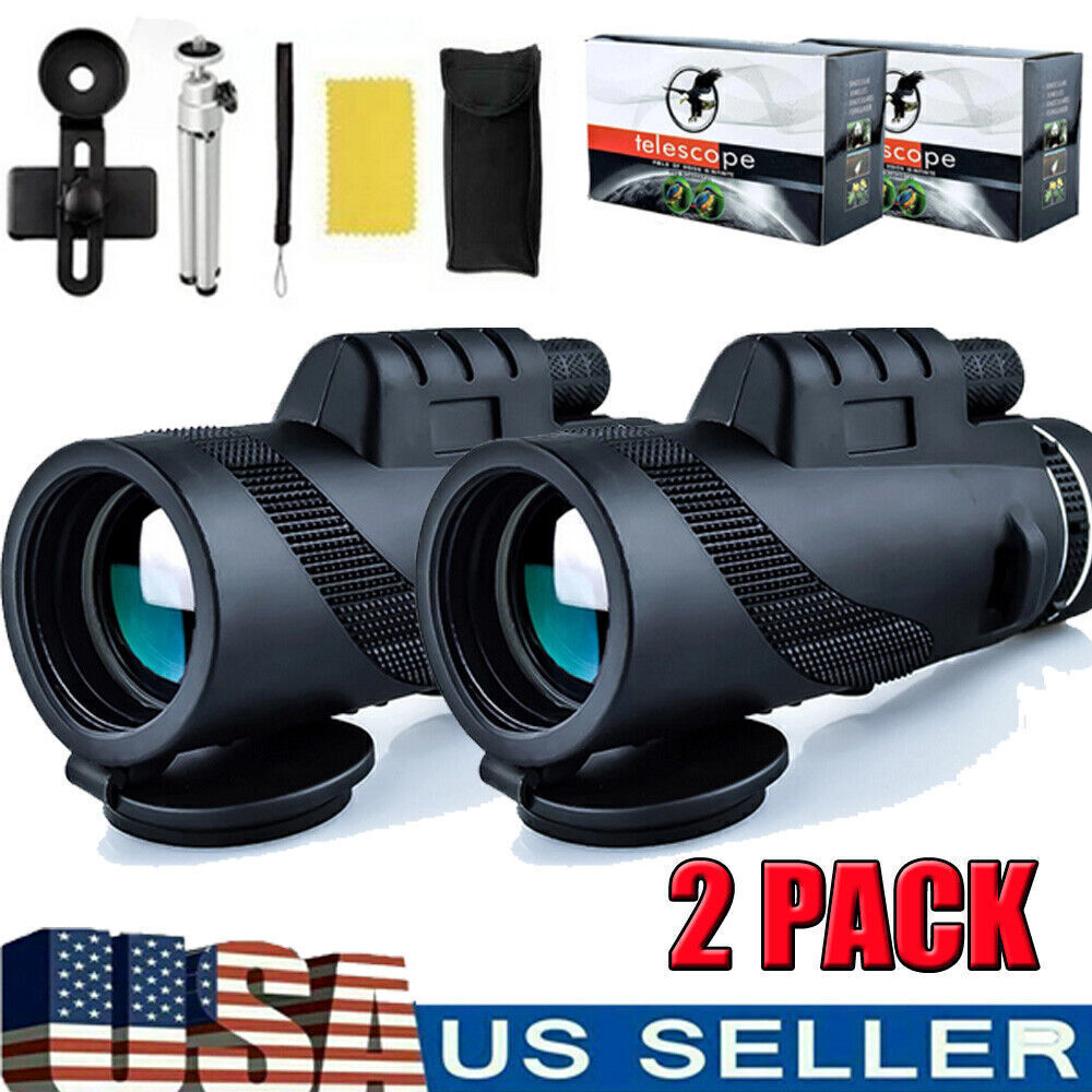 2PCS Day/Night Vision 80x100 Zoom HD Monocular Outdoor Monocular Telescope USA Unbranded
