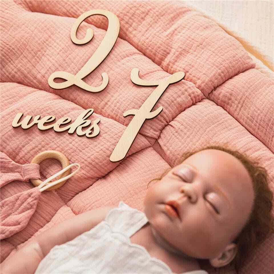 Milestone Baby Boy Girl Wooden Numbers 19 Pcs Set Infant Newborn Grow Pictures Unbranded - фотография #4