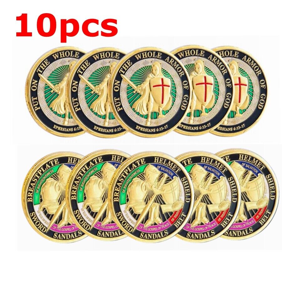 10PCS Put on the Whole Armor of God Commemorative Challenge Coin Collection Gift Без бренда