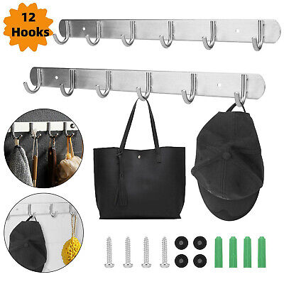 12 Hooks Wall Mount Key Bag Towel Rack Hanger Holder Coat Robe Hat Clothes Rack EEEKit Does Not Apply