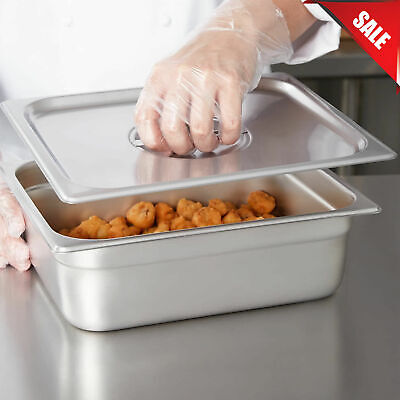 4 PACK w/ LID Half Size Food Pan Stainless Steel 4" Deep Steam Prep Table 1/2 Unbranded Does not apply