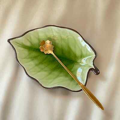 Ceramic Leaf Shaped Spoon Rest With Spoon No Brand - фотография #4
