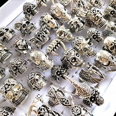 30pcs Skull Skeleton Gothic Rings Men's Rock Punk style rings Wholesale Jewelry Unbranded