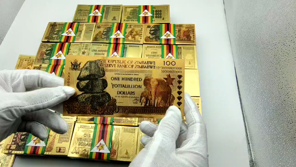 100pcs/lot Zimbabwe Gold Banknotes One Hundred Yottalillion Dollars Home Decor Без бренда - фотография #2