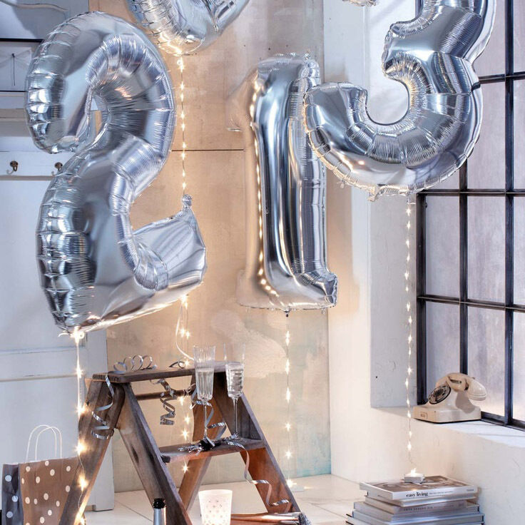 16" 40" Silver Mylar Letter Number Balloons Party Birthday Wedding Decorations C-Spin Does Not Apply - фотография #8