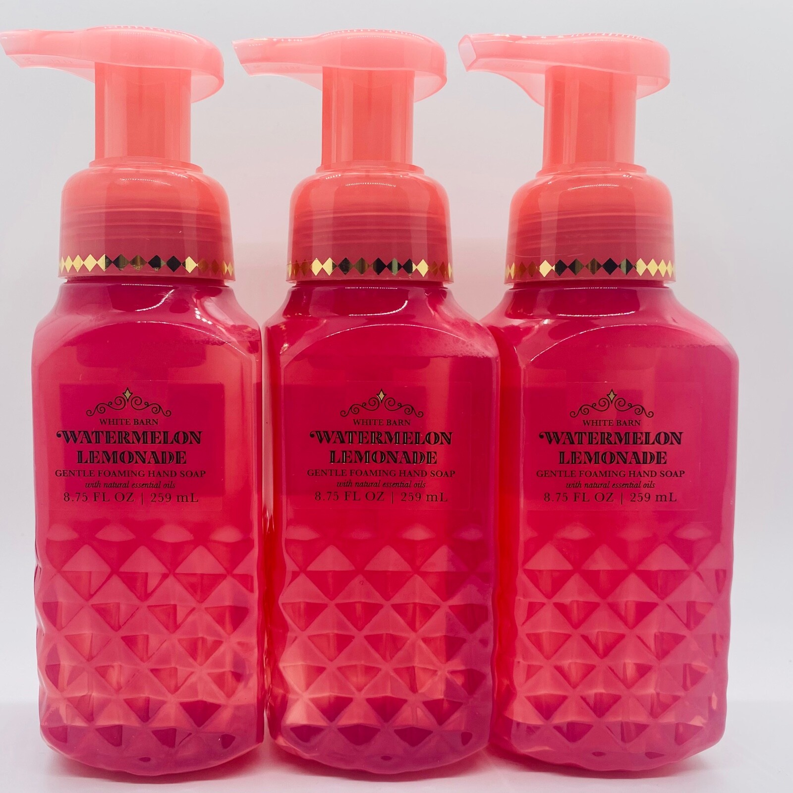 3 Bath & Body Works WATERMELON LEMONADE Faceted Gentle Foaming Hand Soap 8.75 oz Bath & Body Works Luxe Faceted Bottle - фотография #2