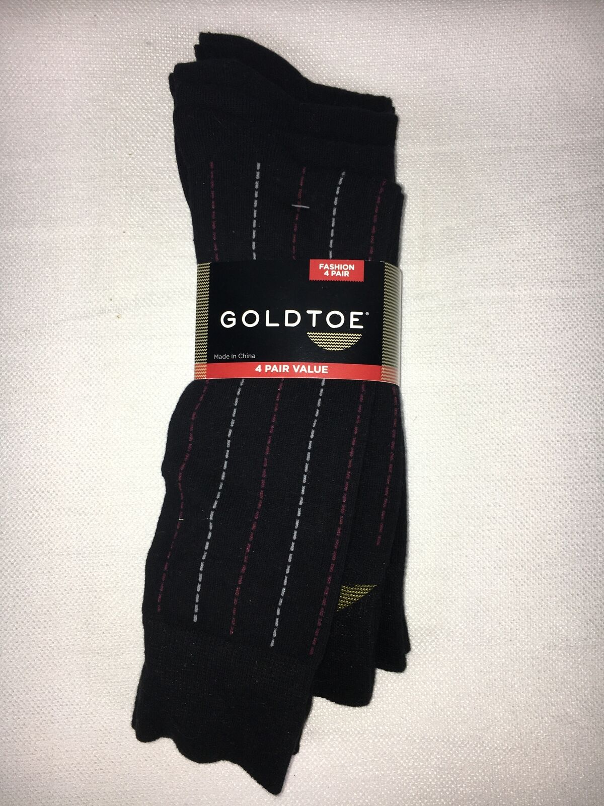 Gold Toe Mens Socks Fashion Crew Blue Black Gray Stripe Solid Ribbed 4 pair Gold Toe