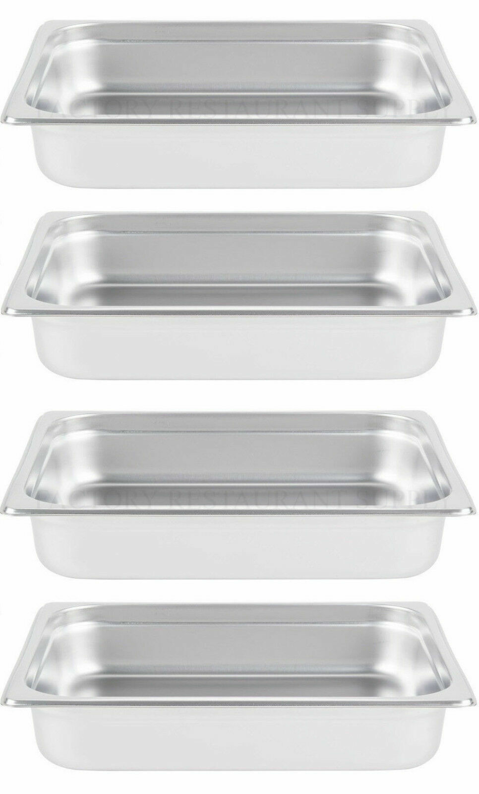 HALF INSERTS ONLY 4 PACK 2 1/2" Deep Stainless Steel Chafing Dish Chafer Pan Choice 4070229 - фотография #2