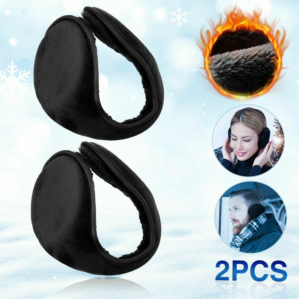 2 x Men Women Ear Muffs Winter Ear warmers Fleece Earwarmer Behind the Head Band Unbranded Does not apply - фотография #2