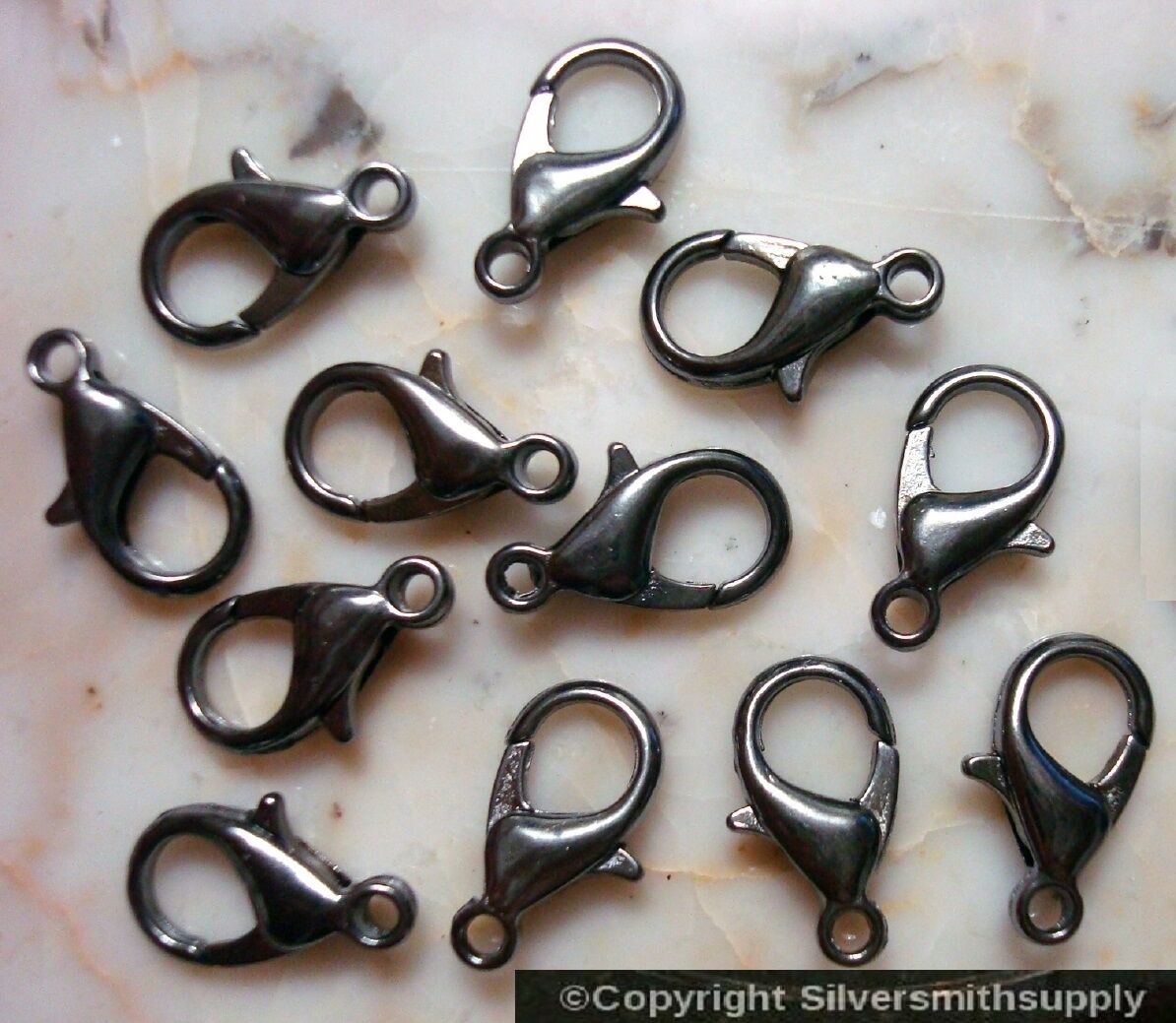 12 Gunmetal black plated steel necklace lobster claw jewelry clasps 14mm FPC341 Silversmithsupply
