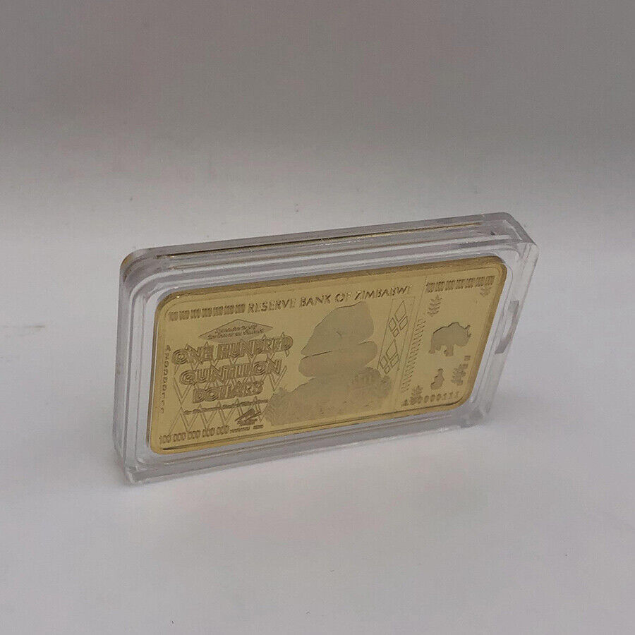 15pcs Zimbabwe 100 Quintillion Dollars banknote Gold Plated Bullion Bar in box Без бренда - фотография #7