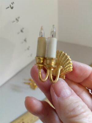 Dollhouse 2 Miniature Scallop Shell Wall Sconce Candleabras Electric 1:12th Unbranded Does not apply - фотография #2