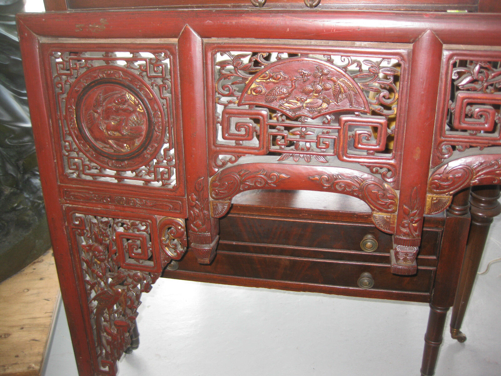 Chinese antique carved wood canope of opium or wedding  bed, Qing dynasty Без бренда