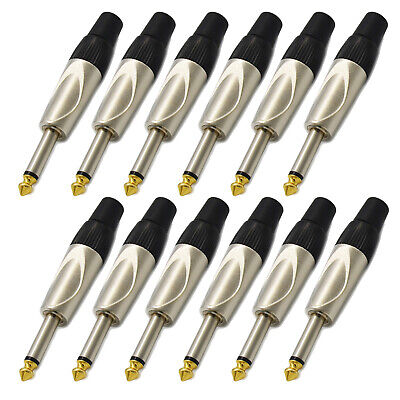 12 Pcs Speaker Cable TS Mono Phono 1/4" Plug Connector Adapter Jacks Converter Unbranded Does not apply