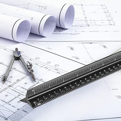 Architectural Scale Ruler for Blueprint, 12'' Metric Metal Engineers Triangle  Does not apply Does Not Apply - фотография #6
