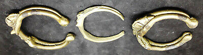 Rare Set of (x3) Antique Anthropomorphic DOGON Gilt Bronze Bracelets - MALI Без бренда - фотография #7