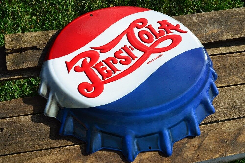 Pepsi-Cola Bottle Cap Embossed Tin Metal Sign - Pepsi - Soda - Ice Cold - Retro Pepsi - фотография #2