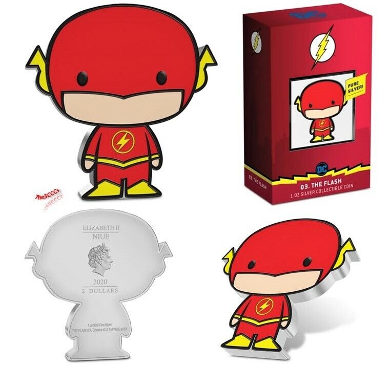 SILVER THE FLASH CHIBI, JUSTICE LEAUGE 6Oth COIN & THE FLASH SILVER NOTE FOIL Без бренда - фотография #2