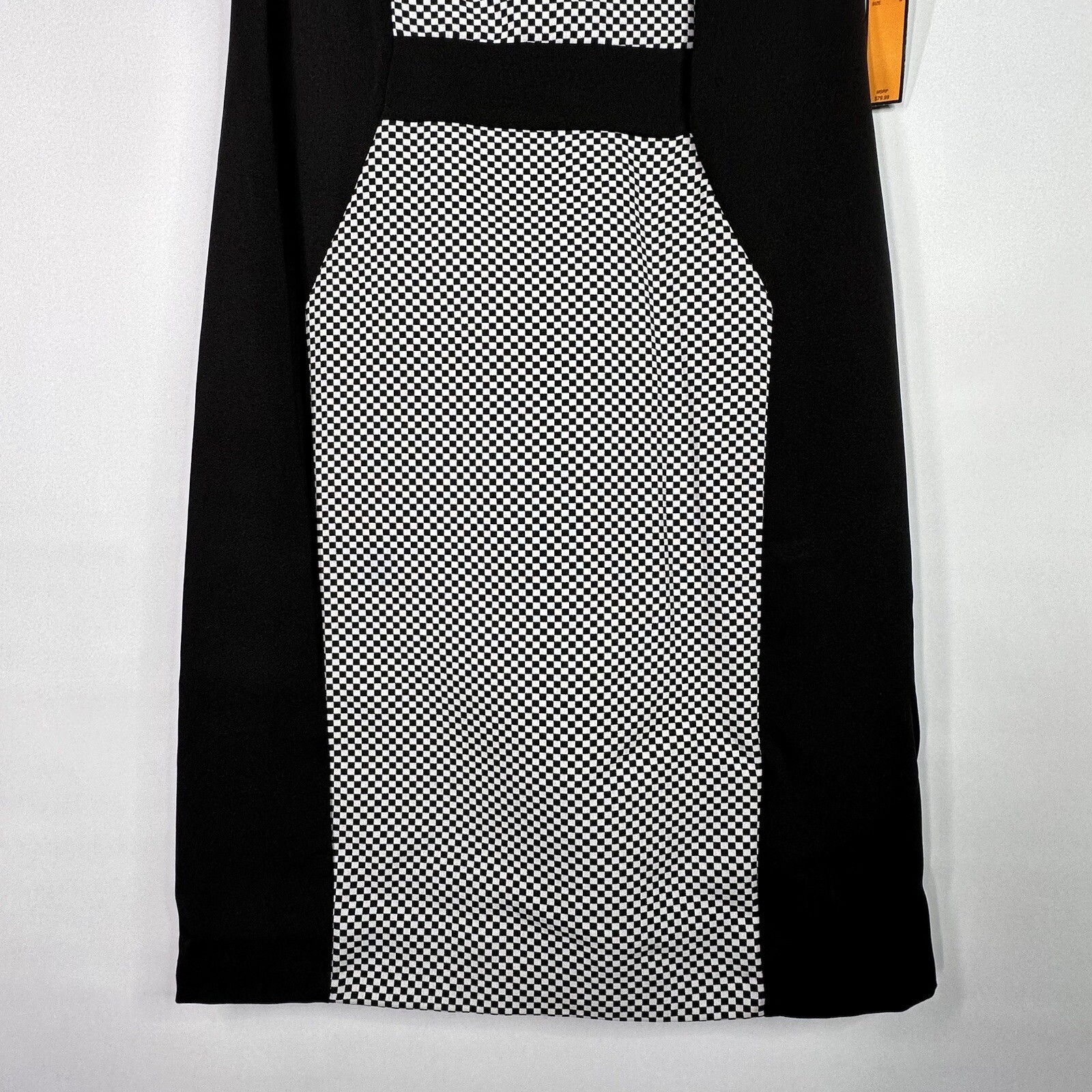 I LE Stretch Sheath Dress 8 Black Check Sleeveless Career Party Work Sexy NEW I LE - фотография #2