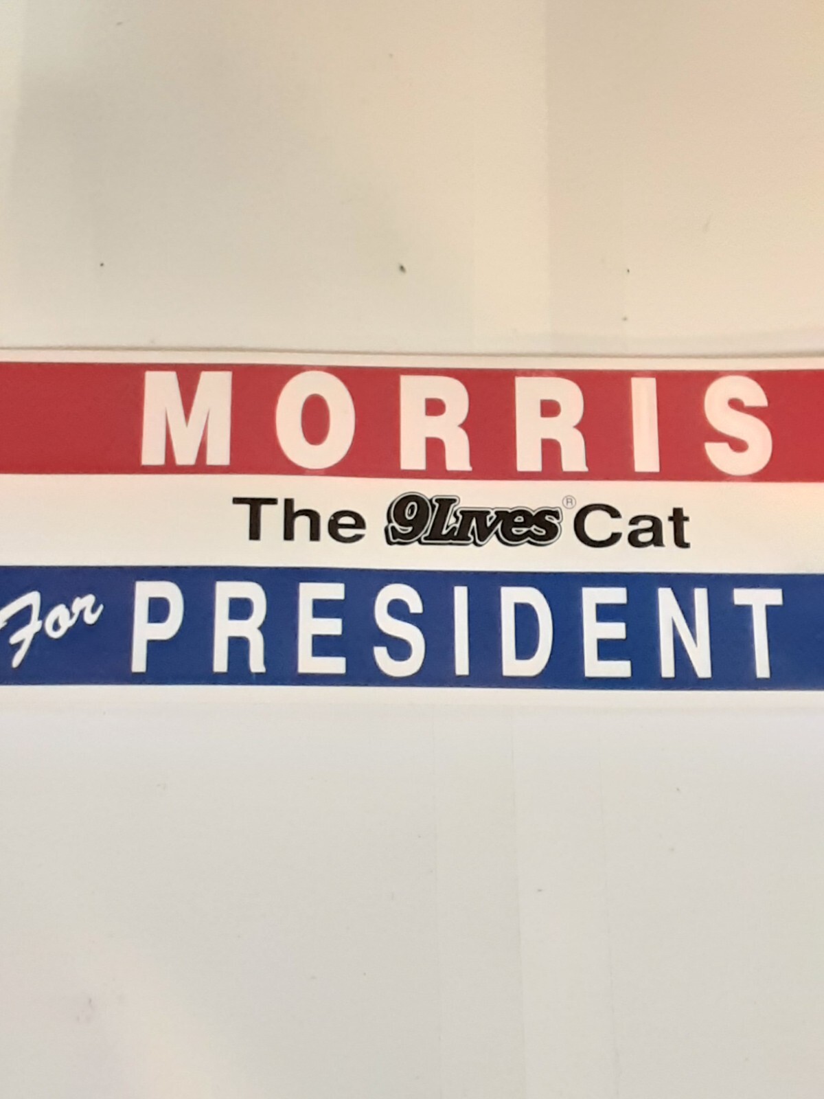 VINTAGE 1992 MORRIS THE 9 LIVES CAT FOR PRESIDENT BUMPER STICKER 12" × 3" Без бренда - фотография #3