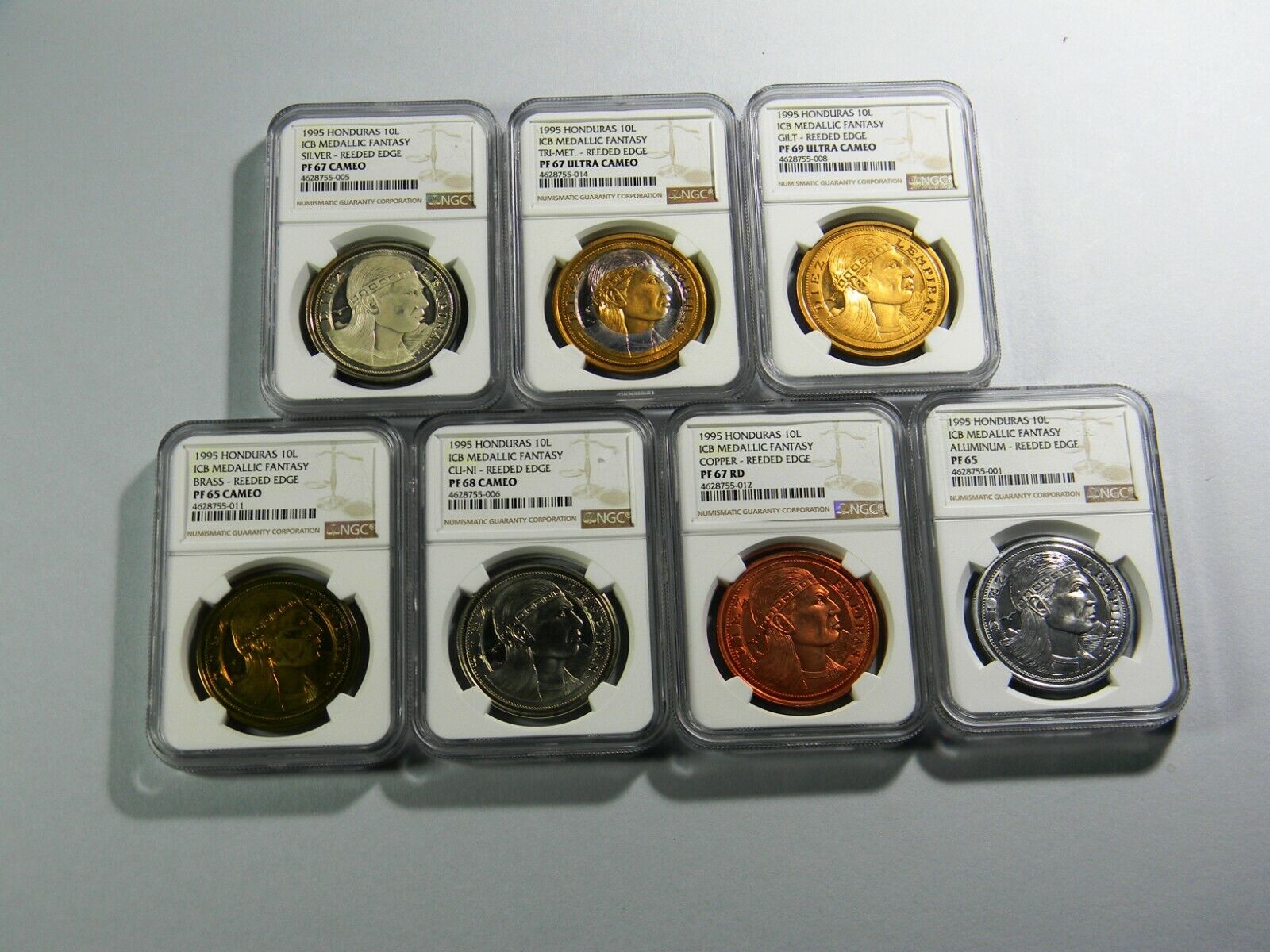 1995 Honduras 10 Lempiras 7 coin Lot NGC Certified  Без бренда