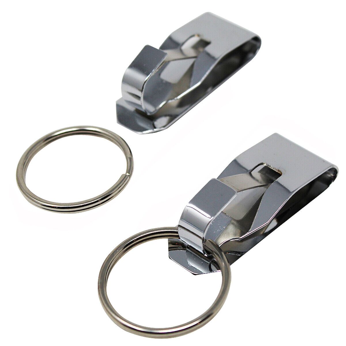 2 Pcs Secure Belt Clip Key Holder w Metal Hook & Heavy Duty 1 1/4" Keychain Ring Specialist ID SPID-9900