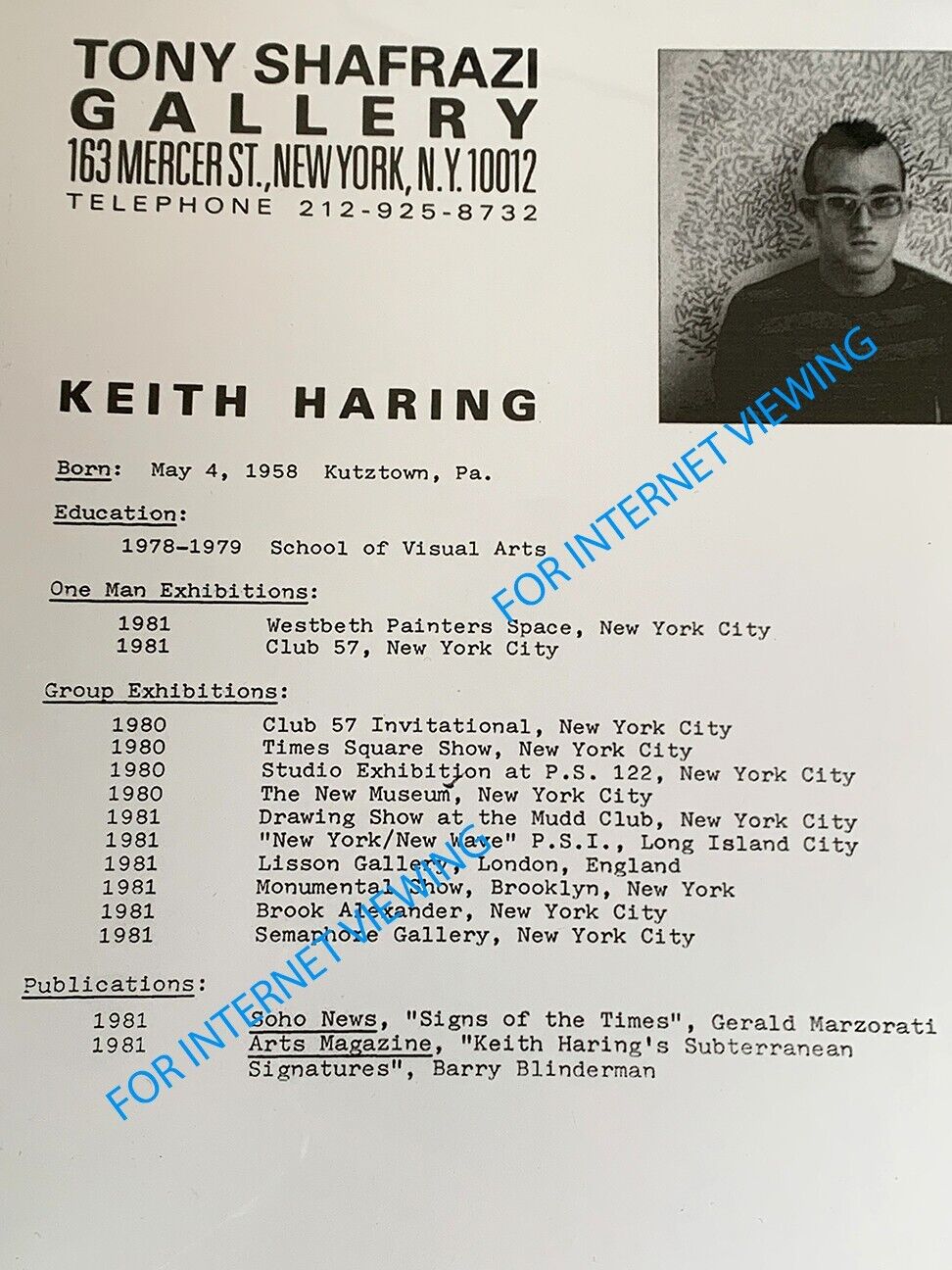 Keith Haring Signed Dollar Bill + Resume + POP SHOP Biz Card Без бренда - фотография #4