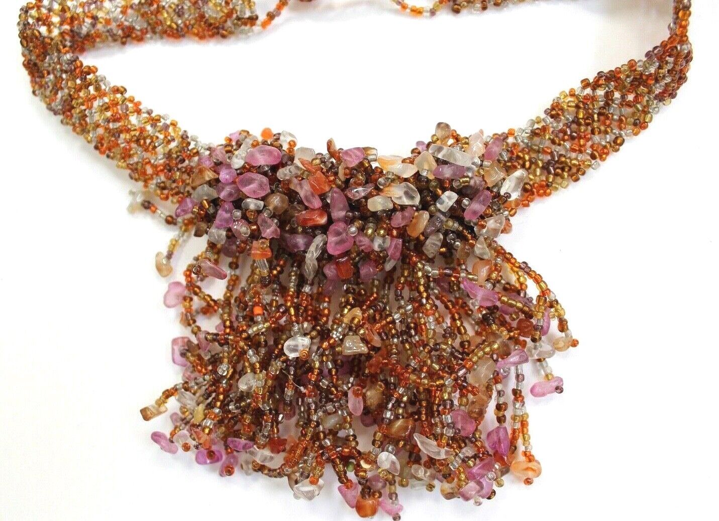 Handmade Beaded Boho Tassel Necklace Multicolor Handmade - фотография #3