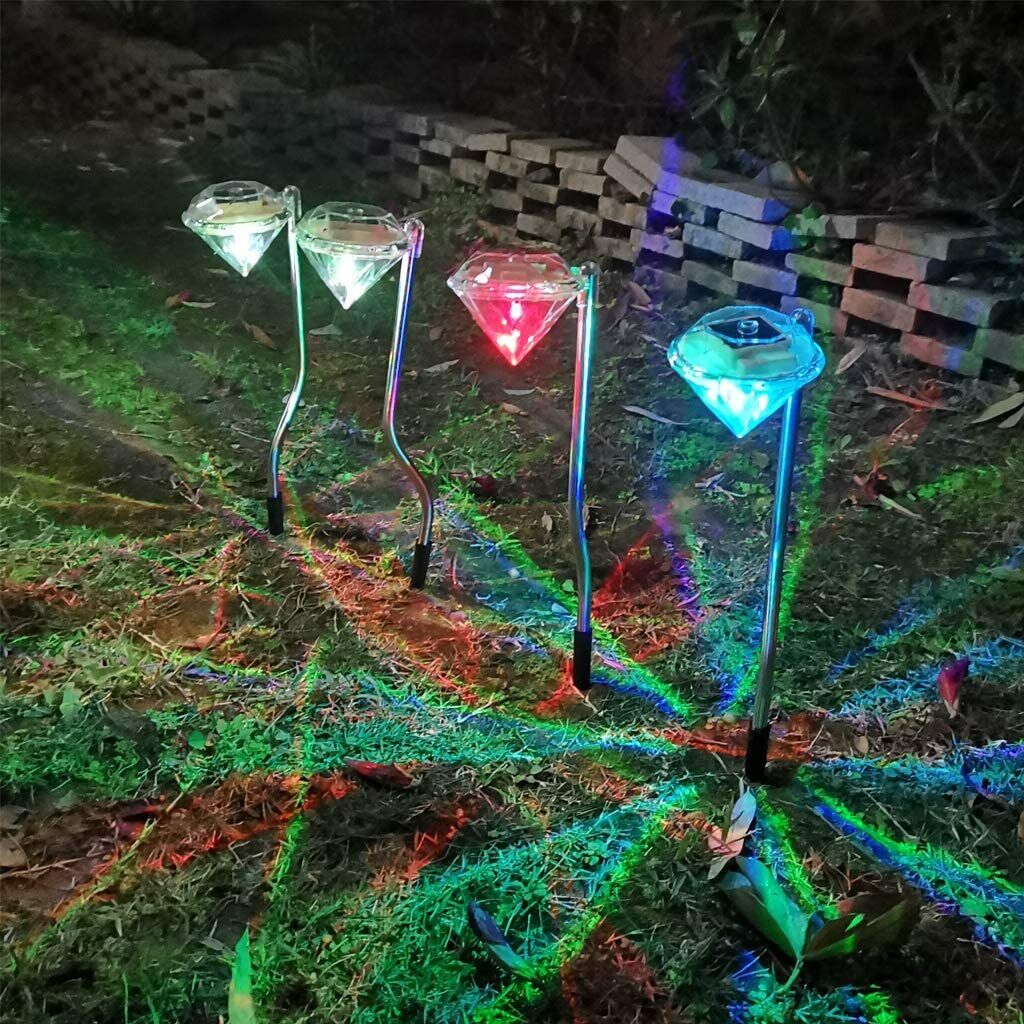 4Pcs LED Diamond Solar Light Color-Changing Stake Light Garden Landscape/Pathway SOLAREK Does Not Apply - фотография #9