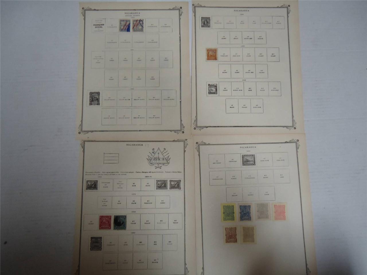 Antique Nicaragua Postage Stamps 1882-1900 On Page Lot of 11 - Make an Offer Без бренда