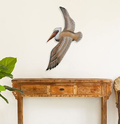 Hand-carved Wood Flying Pelican | Coastal Nautical Beach Wall Décor Natural W... T.I. Design - фотография #3