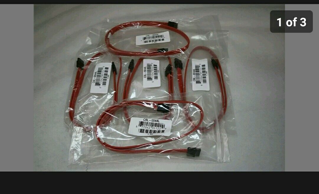 Lot of 5 SATA Cables 24 Inch 2 FT Straight Red HD Optical Drive Data cables Assorted SATA
